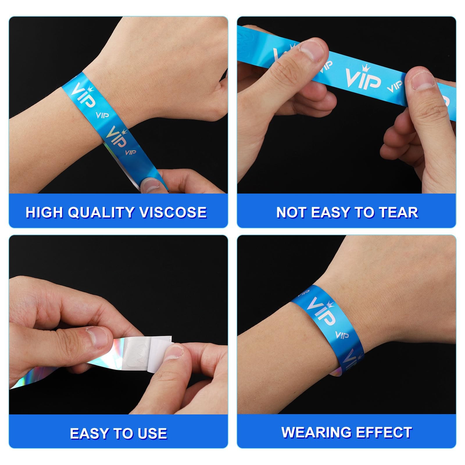500pcs VIP Plastic Wristbands Blue VIP Armbands for Events Entrance Music Fes…