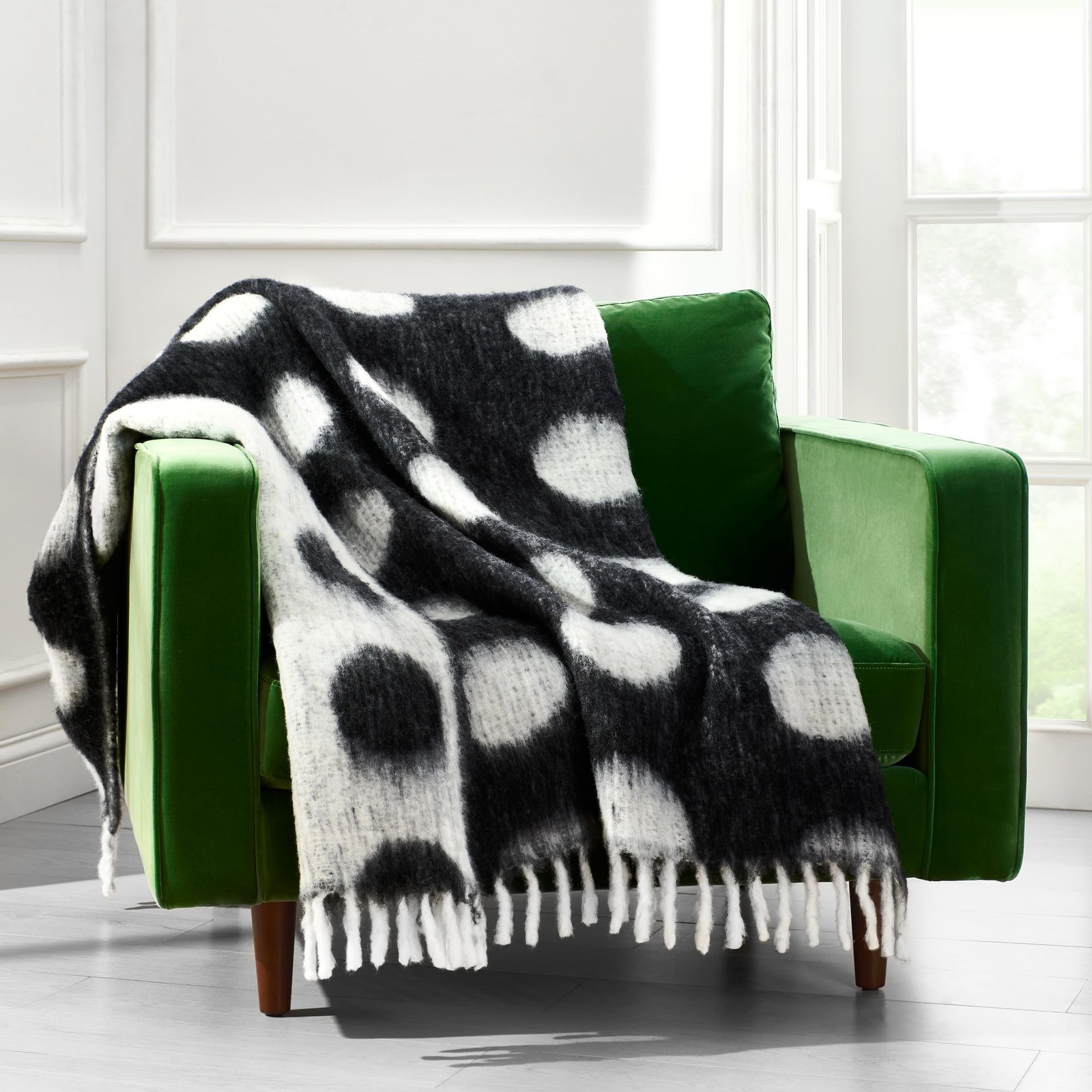kate spade new york Dots Throw, 50″ x 70″, Mohair Blend Decorative Throw for …