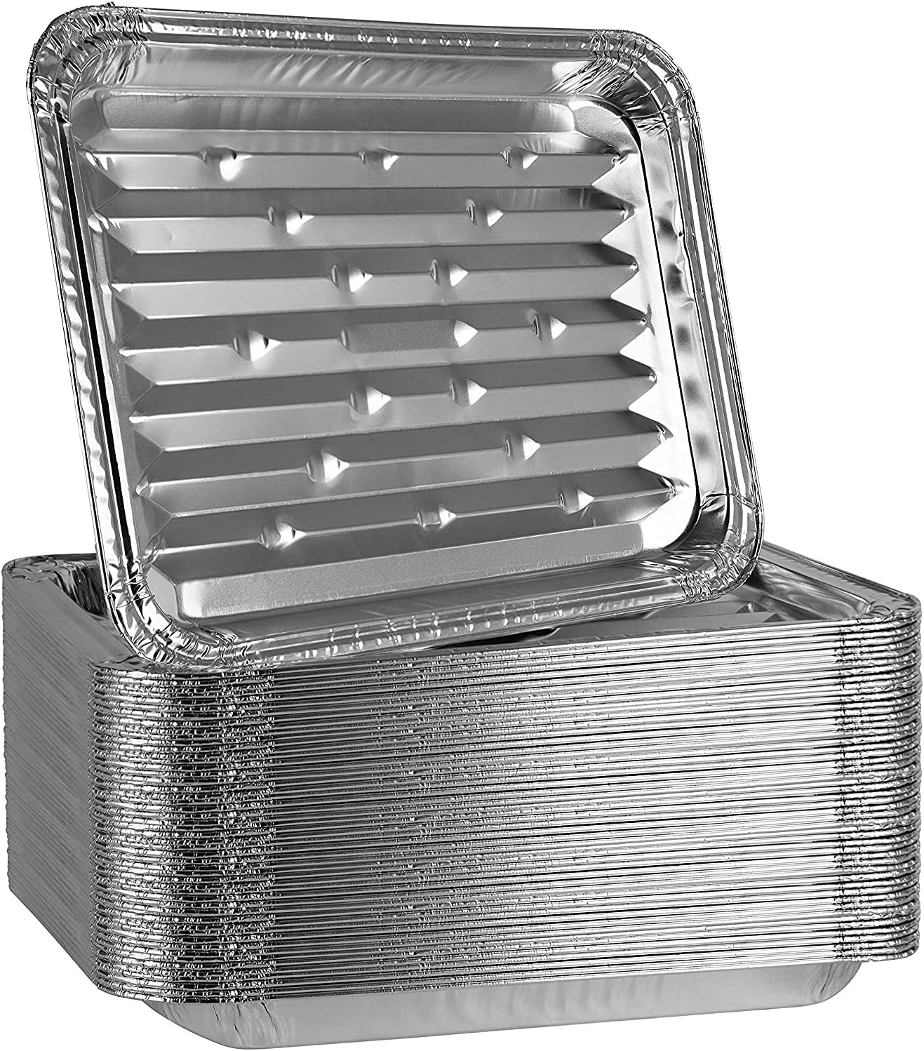 Aluminum Grill Pans, Broiler Pans, Grill Liners, Durable with Ribbed Bottom