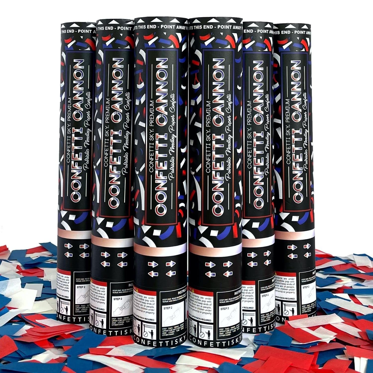 Confetti Sky [6 Pack] 12 Inch Biodegradable Confetti Cannons Poppers Wedding