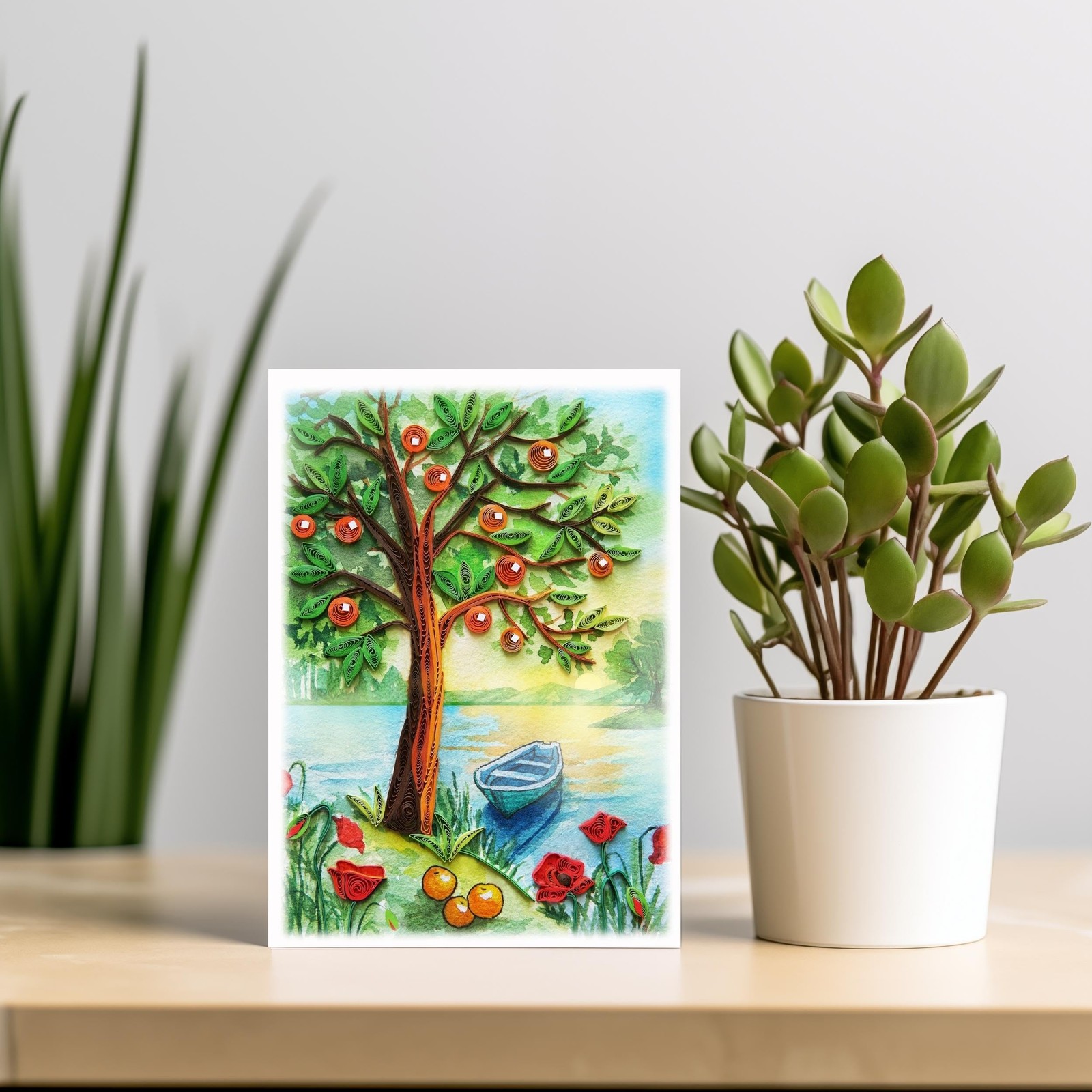 QUILLCRAFT Seasonal Greeting Card, Summer Viber 6 inches x 6 inches, Green
