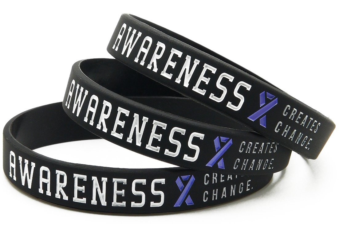 Purple Awareness Ribbon Silicone Wristbands…