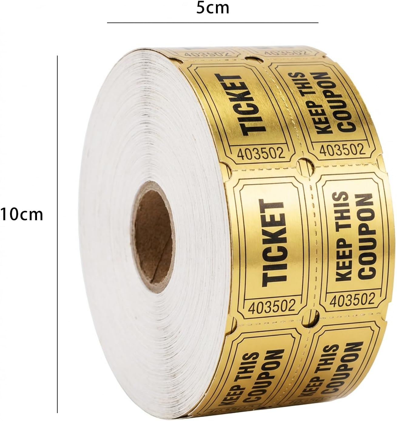 Golden Tickets 1 Roll 1000 Metallic Foil Raffle Tickets for Events, Carnivals…