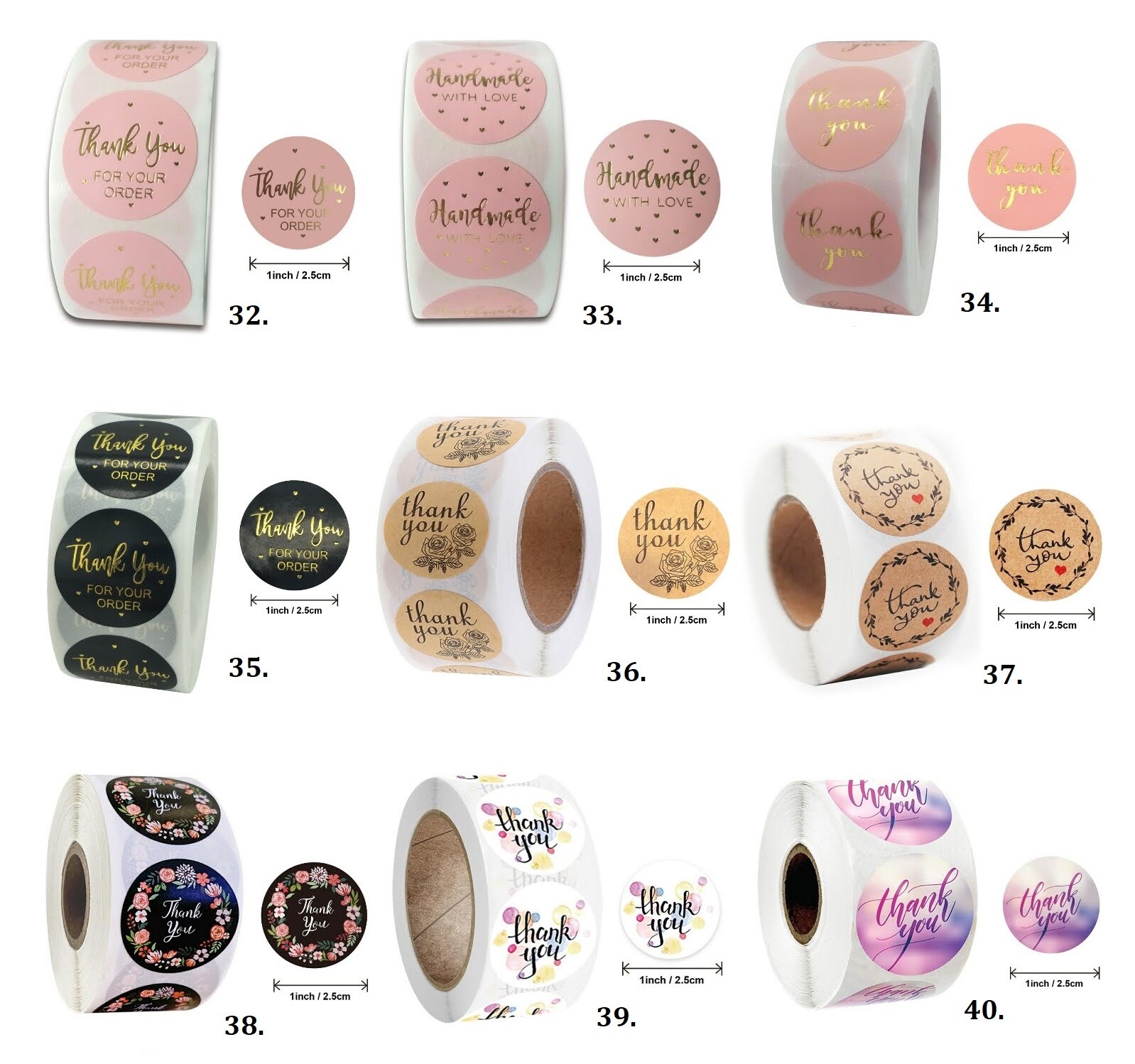 500pcs Thank You Stickers Roll Round Flowers Label Party Gift Art Craft Wedding