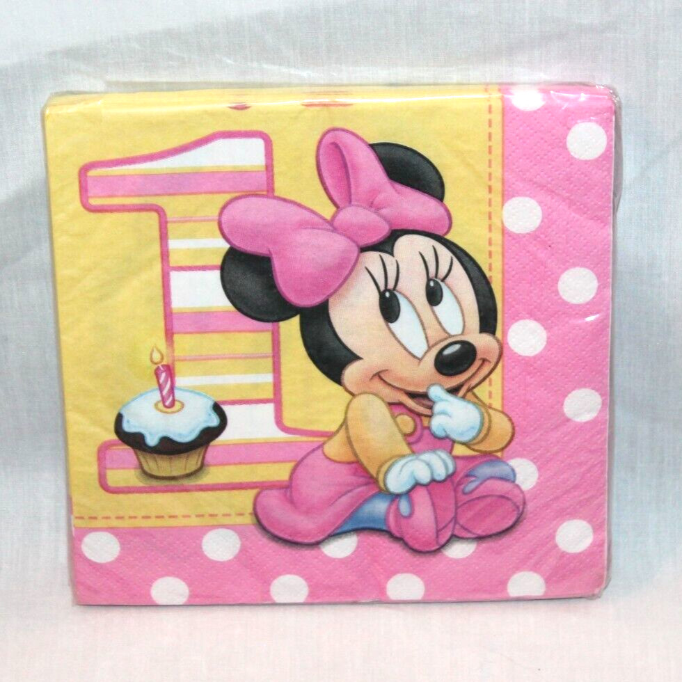 NEW IN PACKAGE BABY MINNIE MOUSE 16- DINNER NAPKINS PARTY SUPPLIES