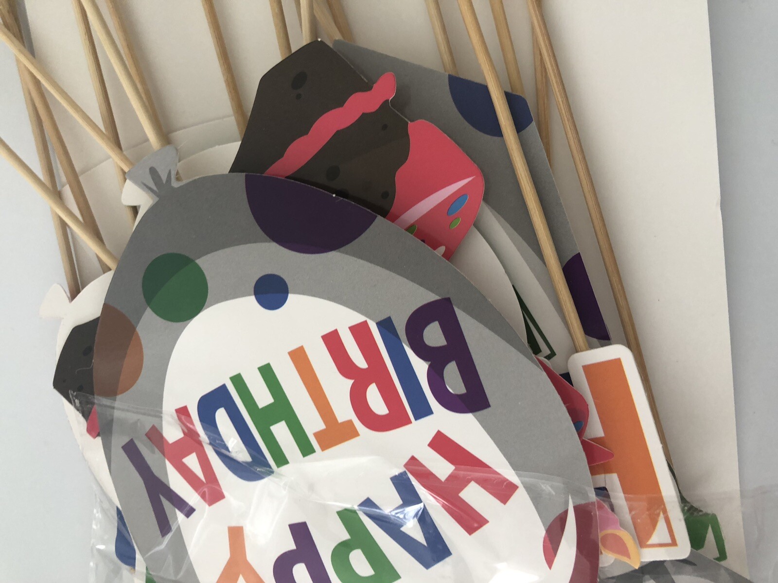 Kids Happy Birthday Party hat balloon Cake Selfie Photo Booth Prop Game Sign