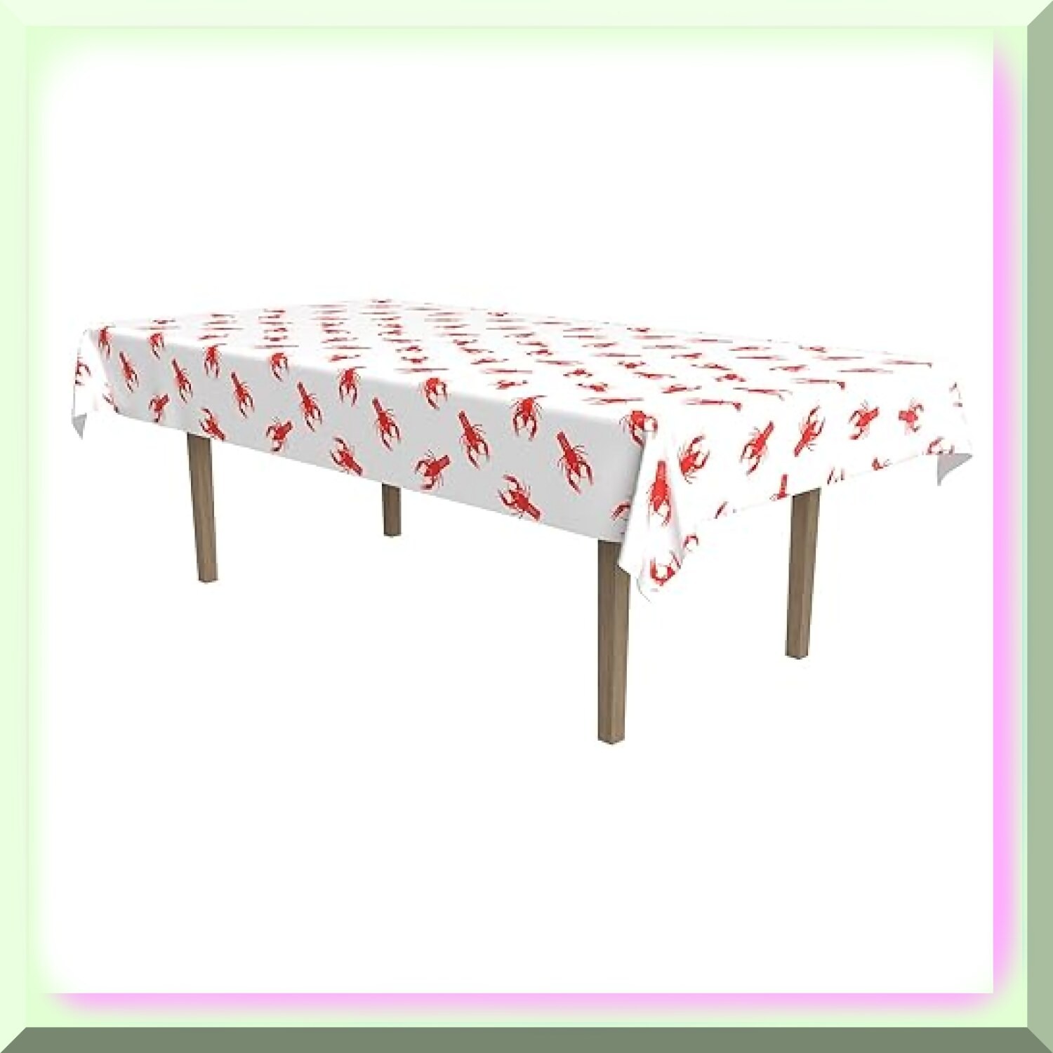 Red and White Crawfish Tablecover 54×108 inches