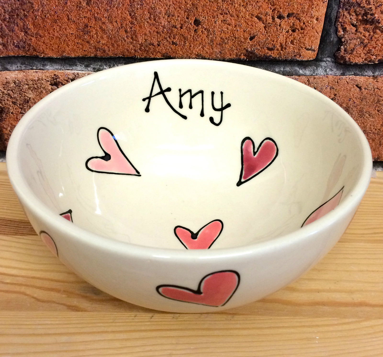 Personalised Handpainted Ceramic Bowl Choose Colour Design Text Gift Present