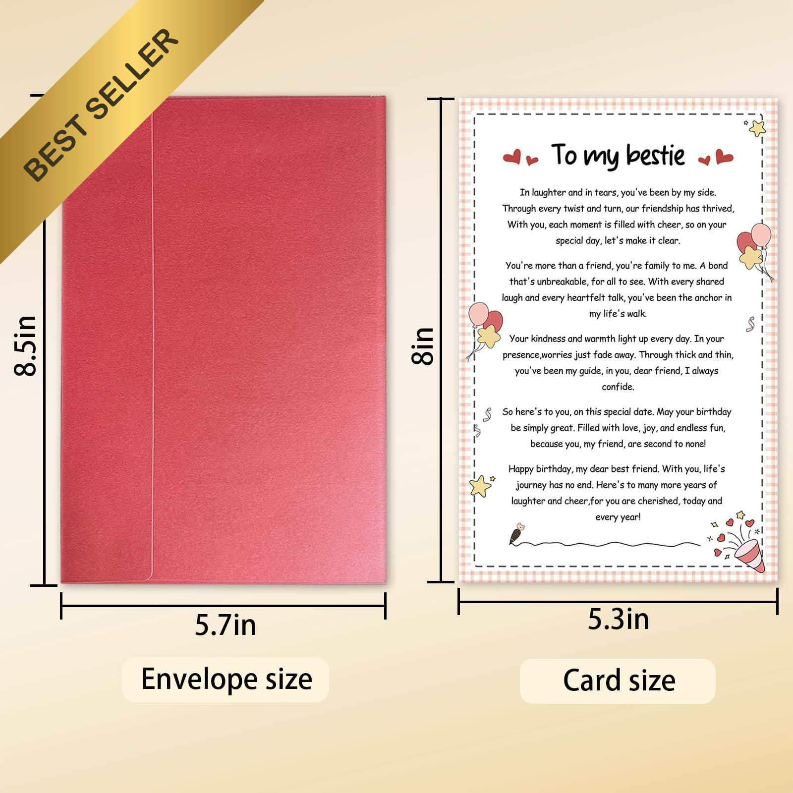 Best Friend Birthday Card With Poem For Her Happy Birthday Gift For Bestie BFF