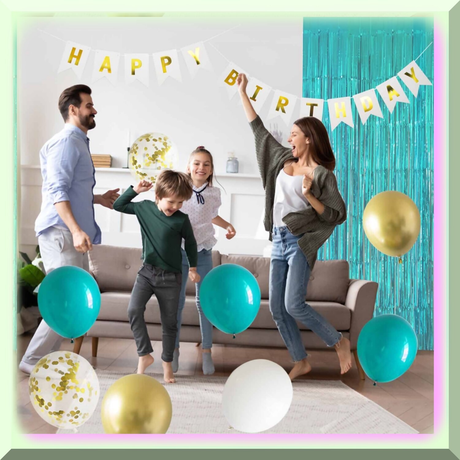 Teal Blue Gold Birthday Celebration Kit