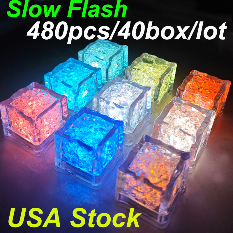 Slow Flashing Light Up Led Ice Cubes Color Changing Ice Cubes Glowing Blinking
