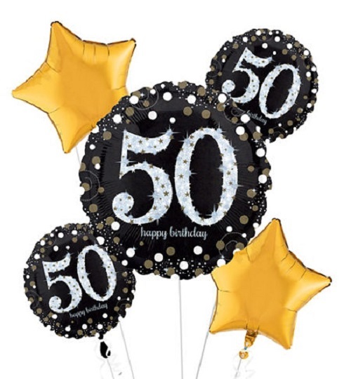 Sparkling Celebration 50th Birthday Balloon Bouquet 5 PCS
