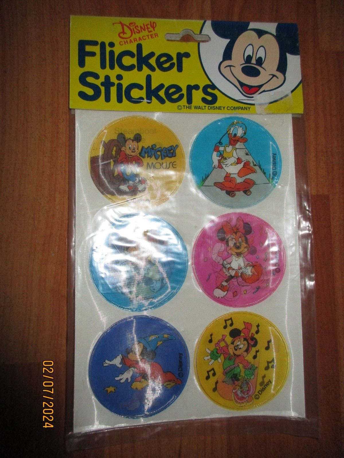 Vintage Disney Flicker Stickers 6 Lenticular Stickers NOS Rare