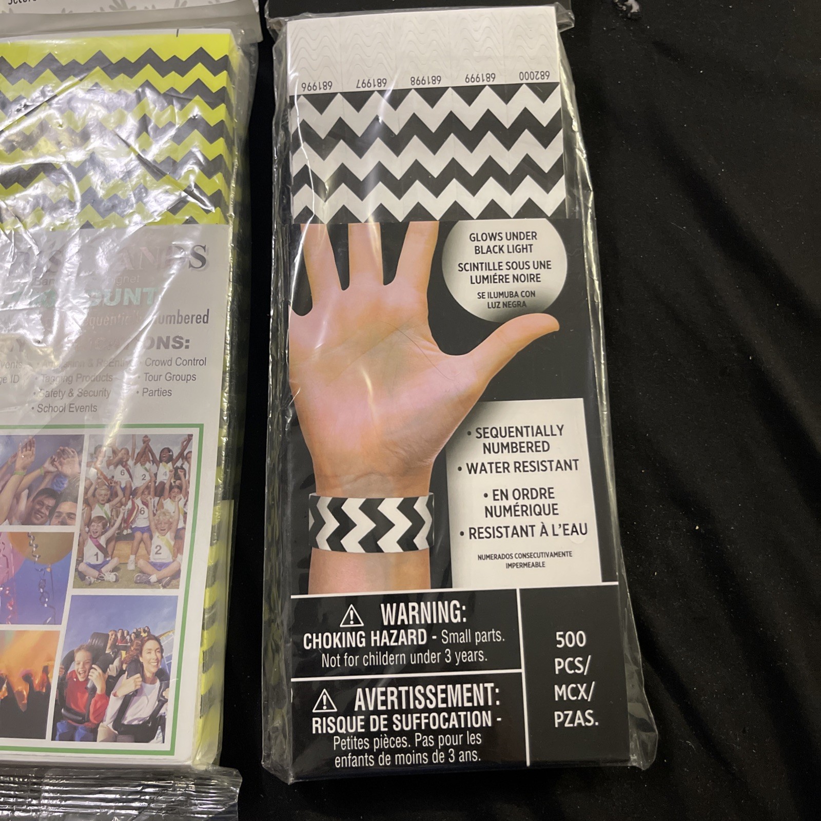 Amscan Tyvek Wristbands 3000 Count Assorted Colors Chevron Numbered Glows