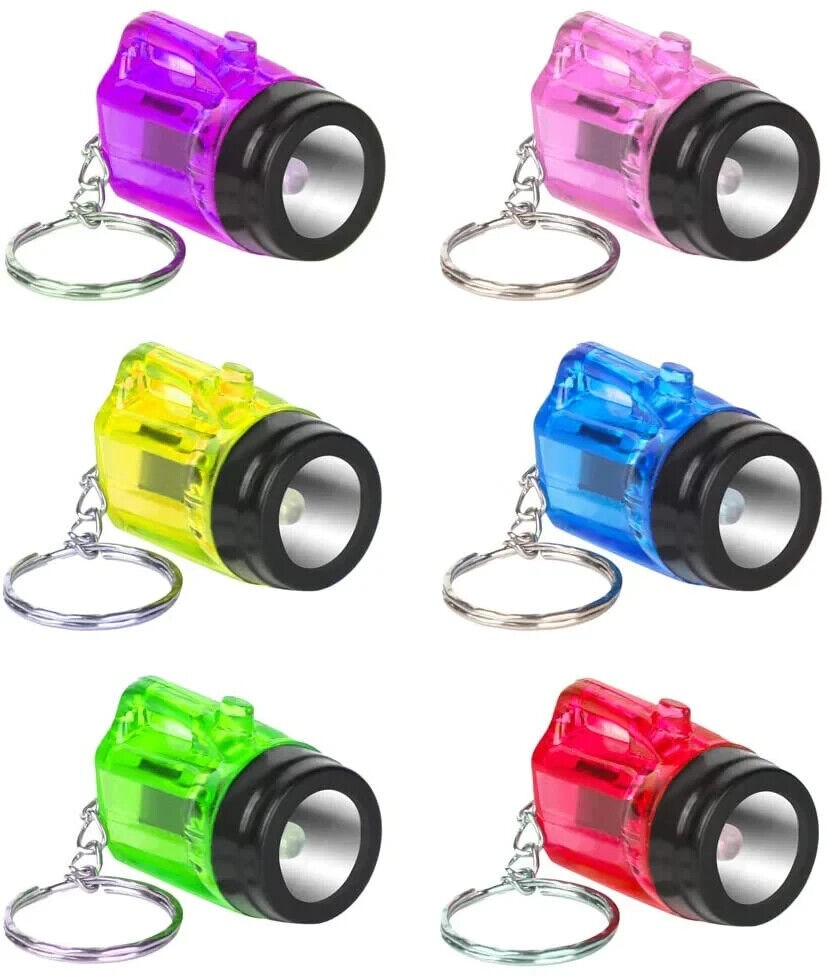 24 Mini Flashlight Keychains Assorted Neon Colors Party Favor Toys (2 dozen)