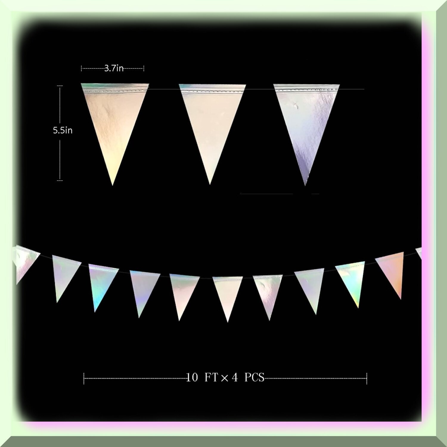 Iridescent Triangle Pennant Banner for Celebrations