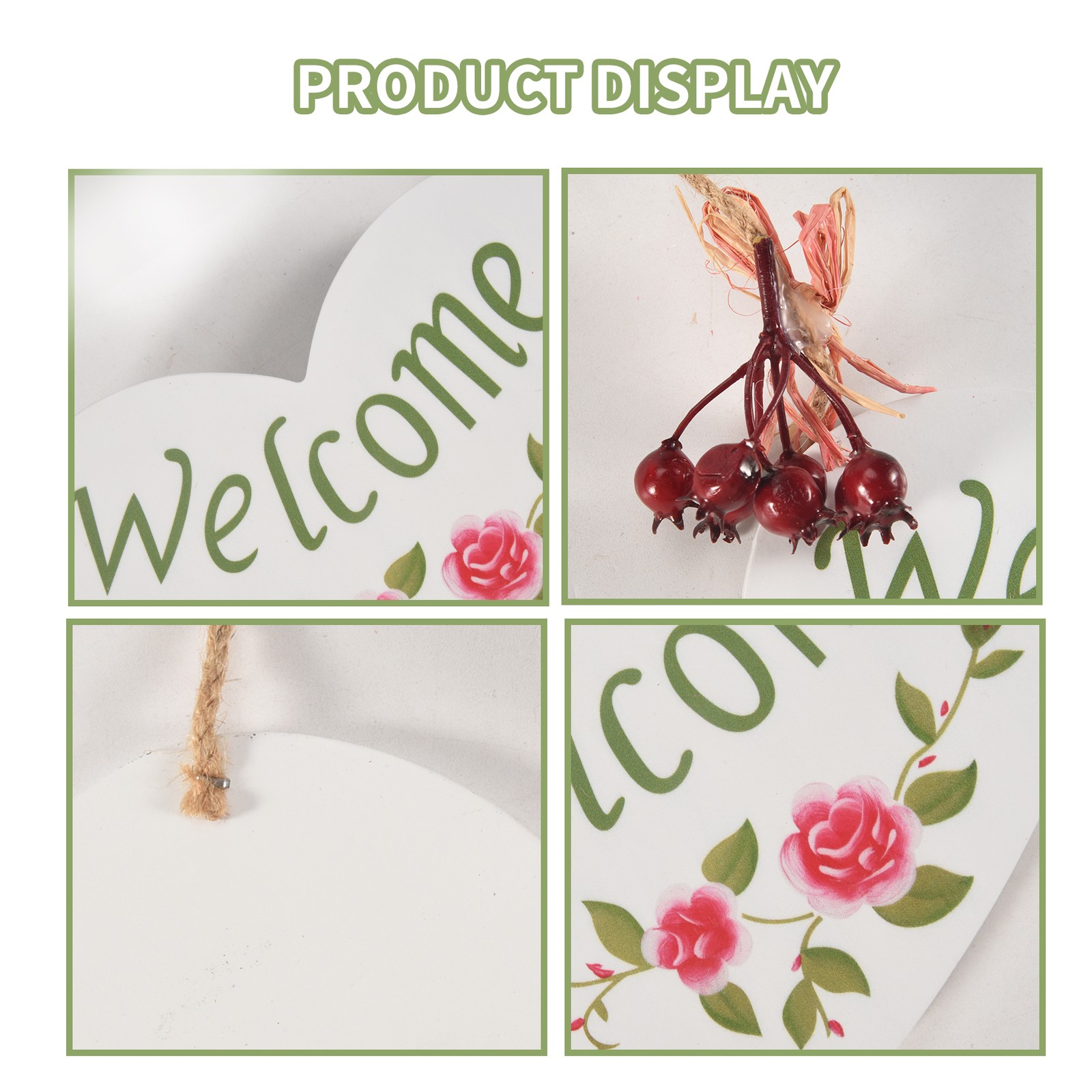 Door Hanging Plaque Welcome Pattern Home Wall Decor Handmade Wooden Hanging1755