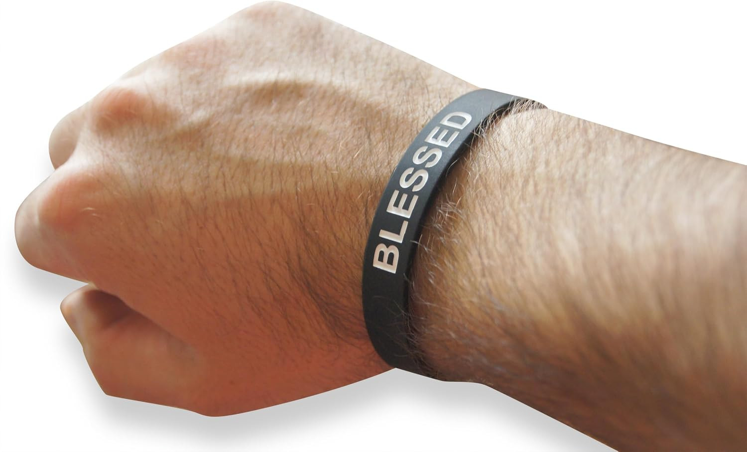 Blessed Black 12-Piece Silicone Rubber Band Wristband Motivation & Religious Acc