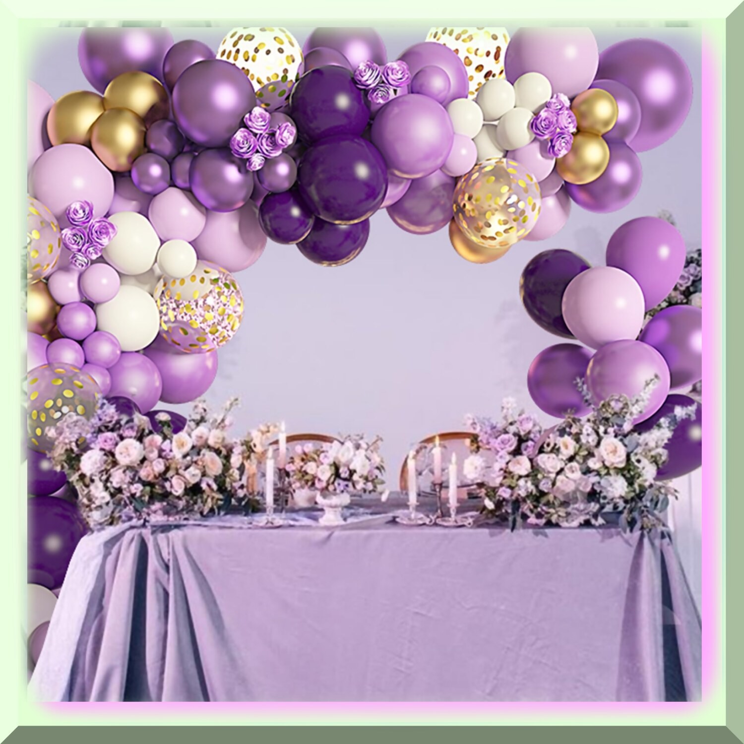 Pastel Dreams Balloon Garland Kit with Purple and Gold Balloons