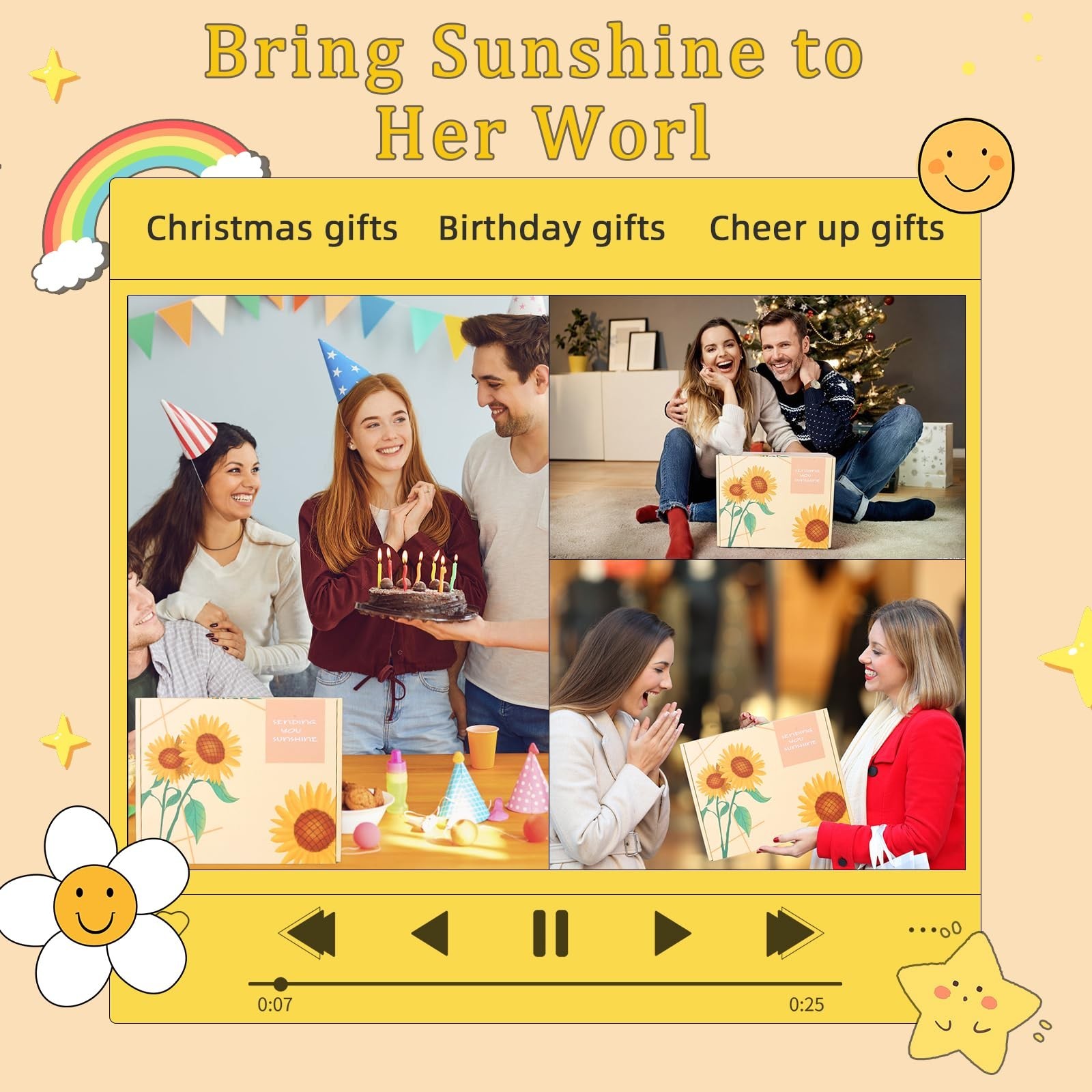 10Pcs Sunshine Gift for Women – Unique Care Package with Sunflower Gifts, Fri…