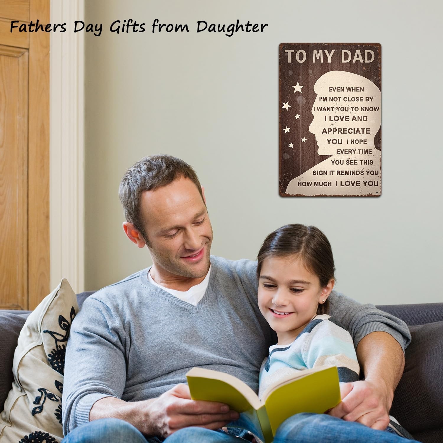 Dad Gifts Rustic Tin Wall Art for Dad – Vintage Fathers Day Metal Sign Plaque…