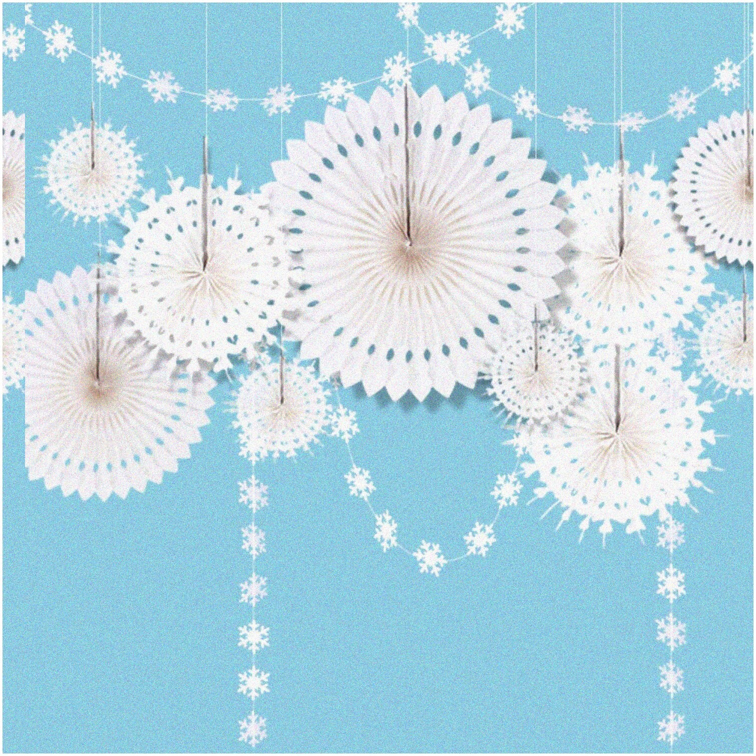Winter Snowflake Paper Fan and Garland Set