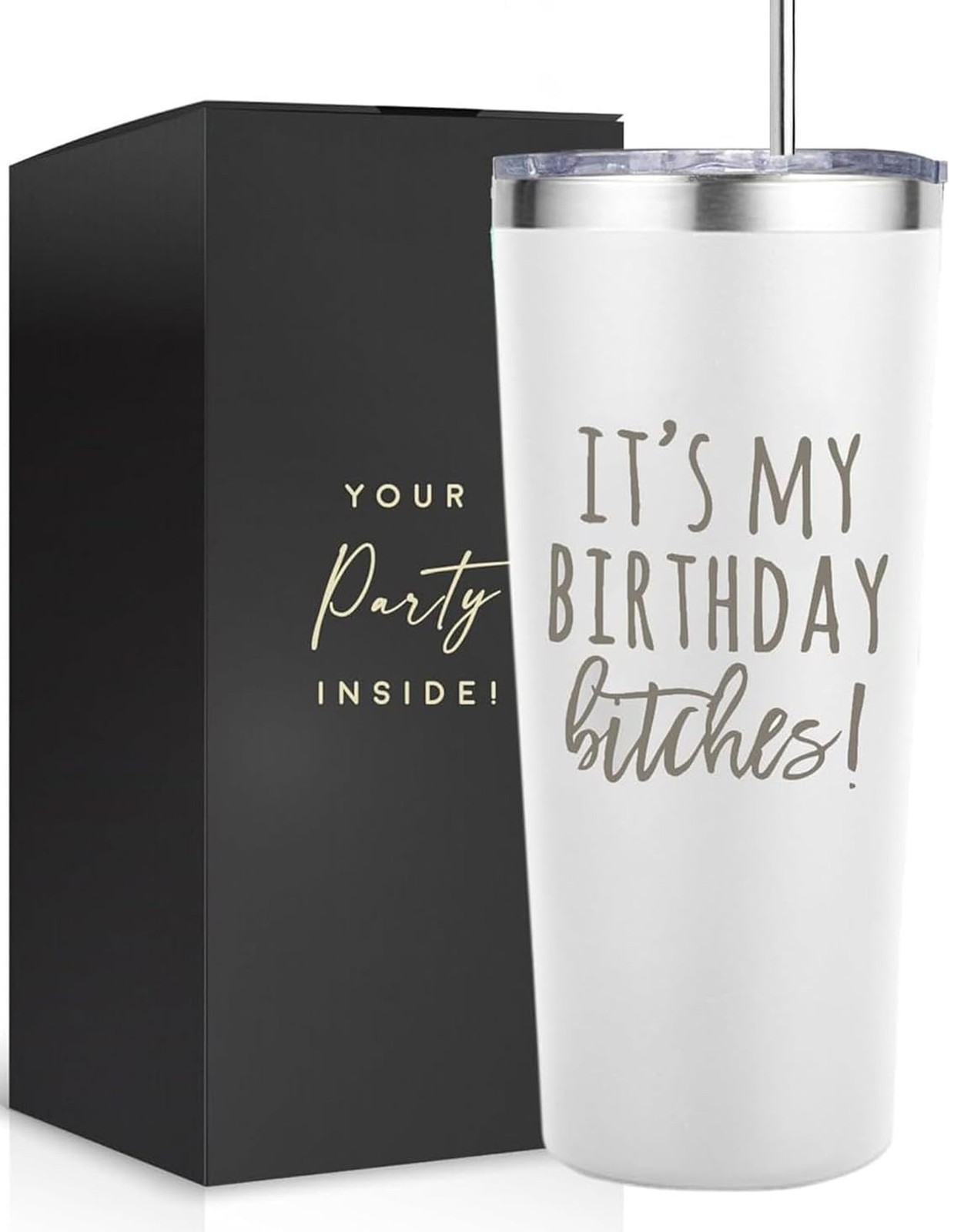 Birthday Bitches Wine Tumbler – 22 oz Stainless Steel Insulated Cup, Uniqu