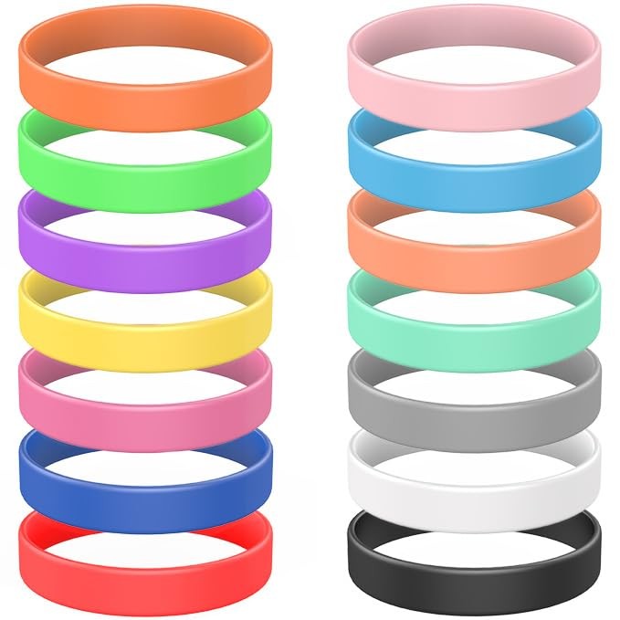 14 Pack Multicolor Silicone Wrist Bands Rubber Bracelets for Sports Party Favor