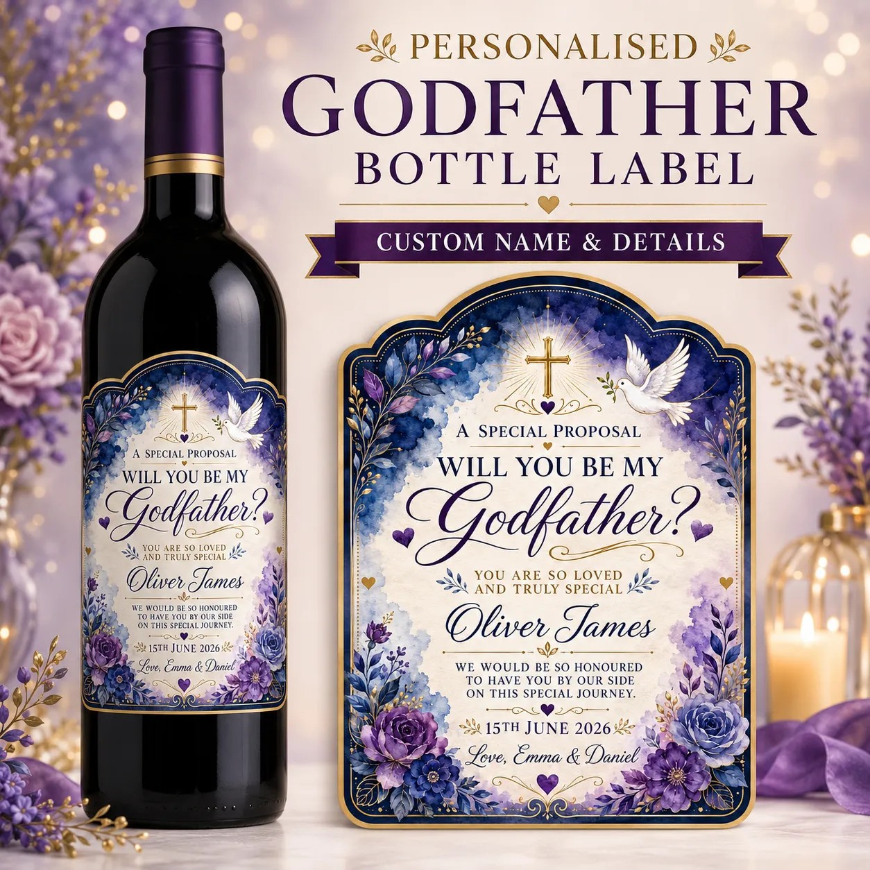 Personalised Godfather Proposal Bottle Label Sticker Godfather Gift