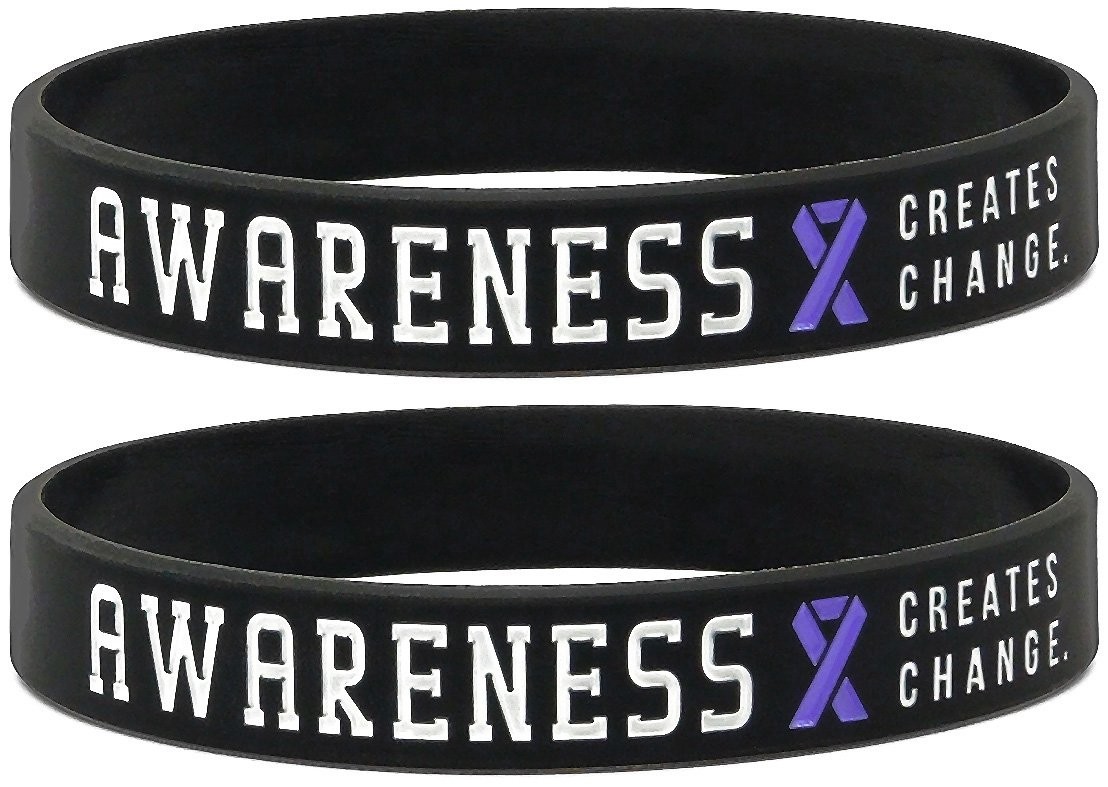 Purple Awareness Ribbon Silicone Rubber Wristbands…