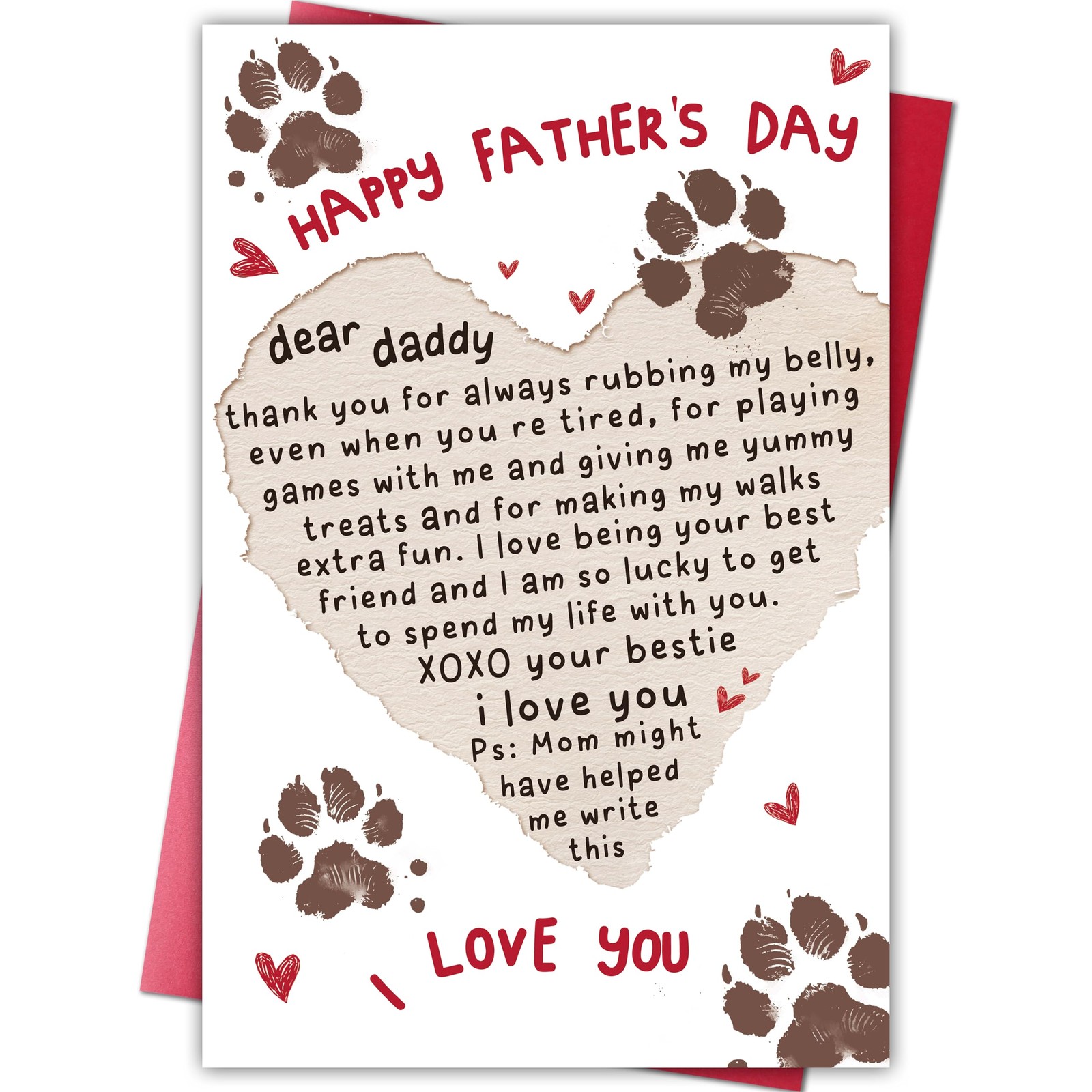Cheeklee Father’s Day Card for Dog Dad, 8.1 x 5.3 inches, Happy Father’s
