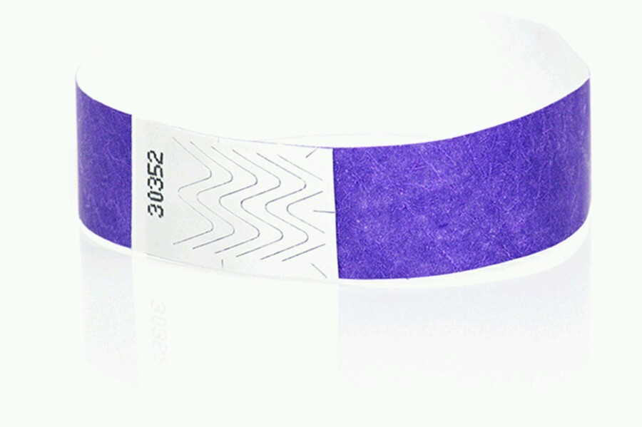100 3/4″ PURPLE TYVEK WRISTBAND, PURPLE PAPER WRISTBANDS, WRISTBANDS FOR EVENTS