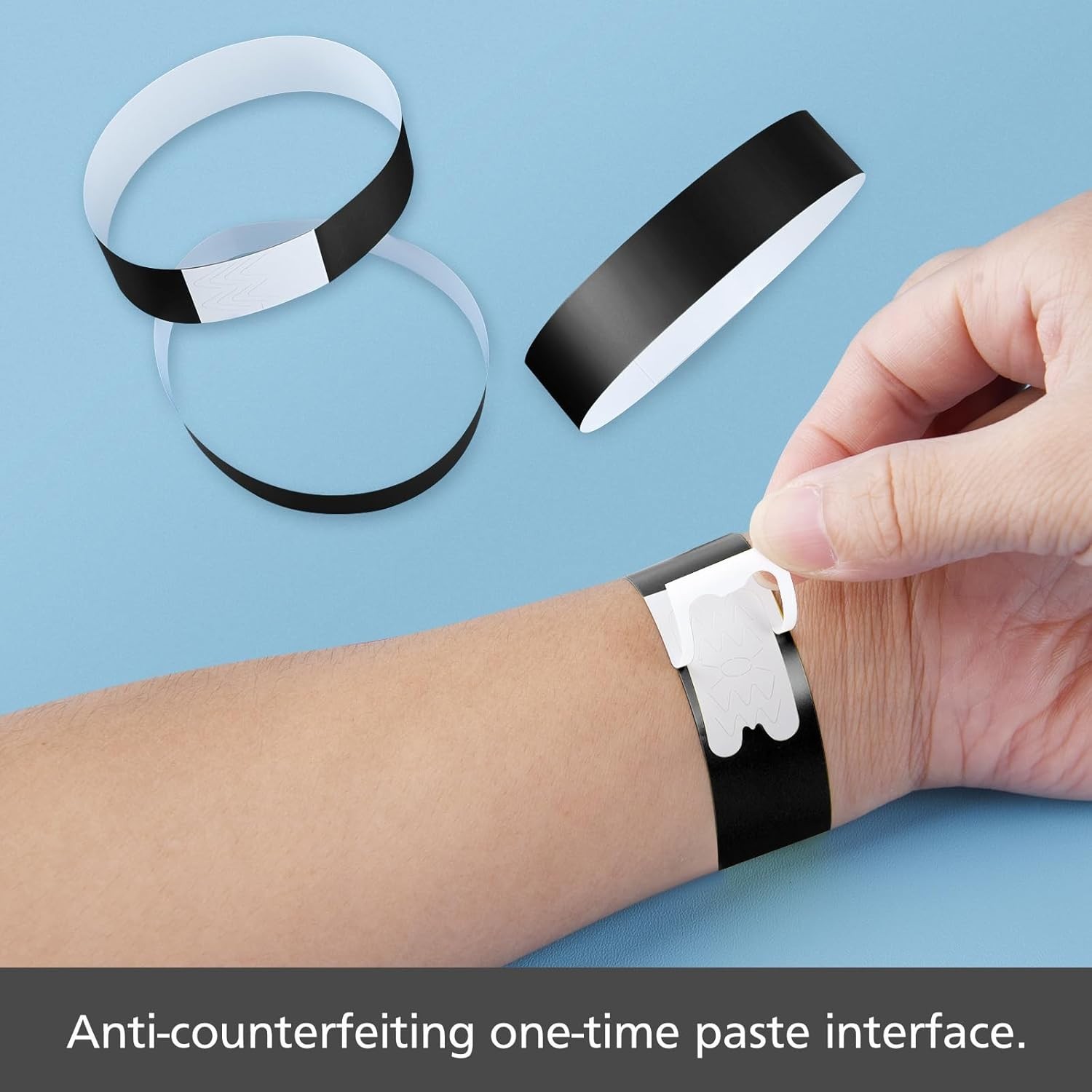 Black Waterproof Paper Wristbands – 400 Bulk Event Arm Bands for Easy Access
