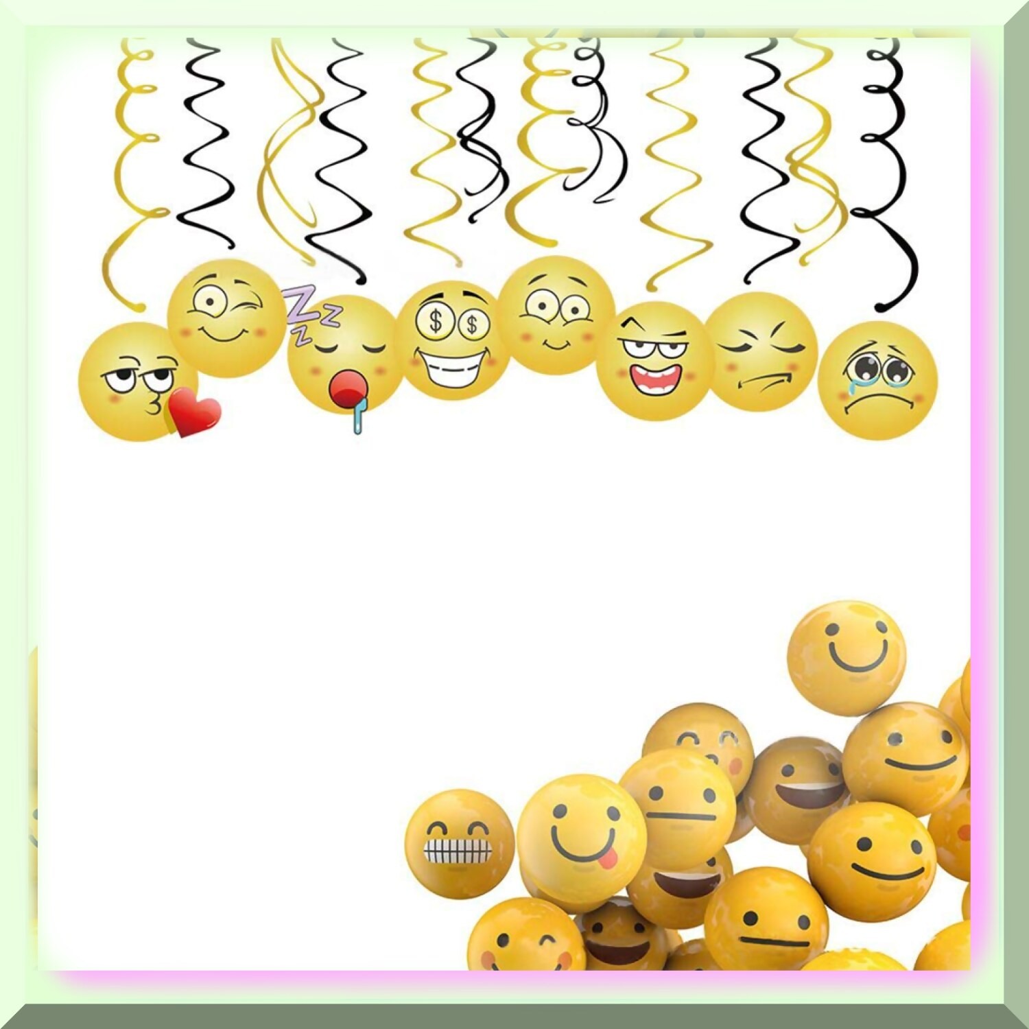 Emoji Hanging Swirl Decorations 30-Inch Set