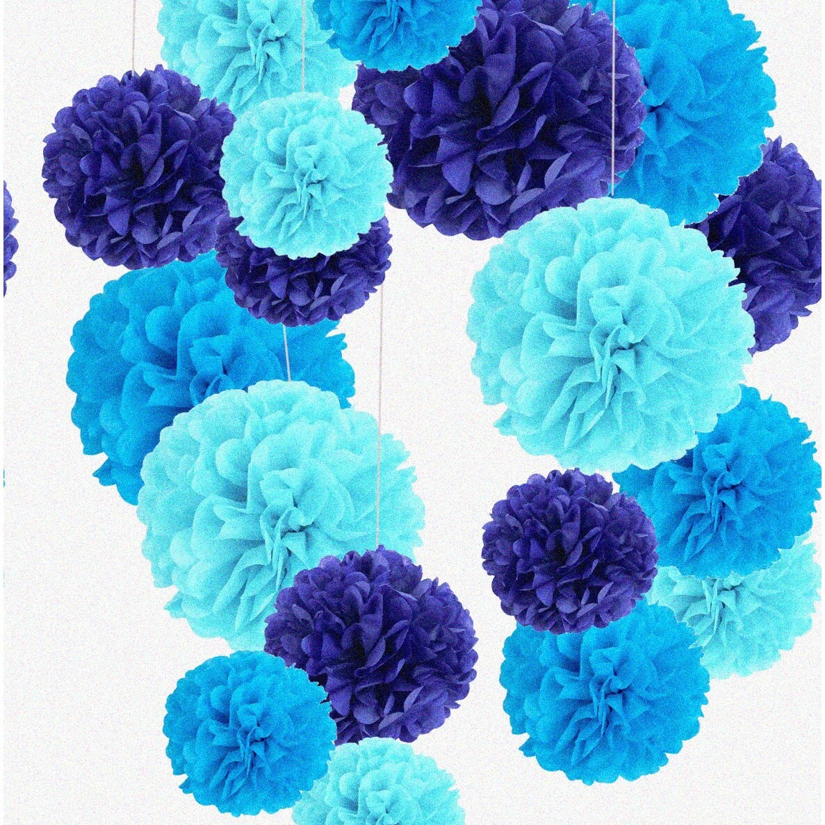 Sky Blue Tissue Paper Flower Ball Set for Celebrations