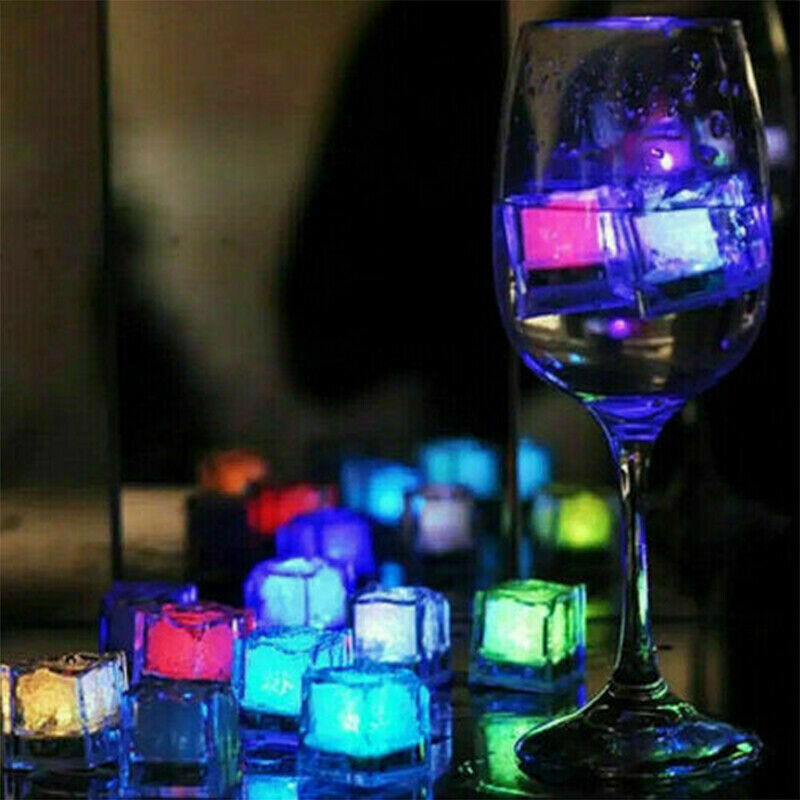 20x Waterproof Light Up Led Ice Cubes for Party Drinks Glowing Flashing Ice Cube