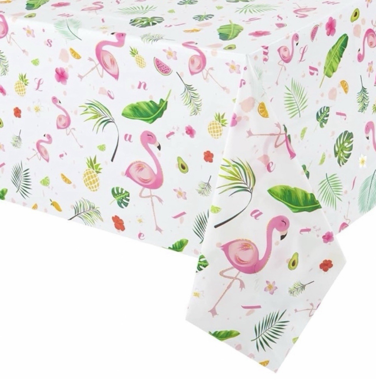 Flamingo Happy Birthday Cake Topper & Tablecloth Bundle NEW