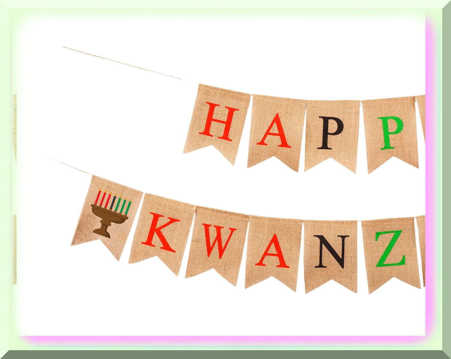 Kwanzaa Celebration Banner Burlap Reusable Indoor Outdoor
