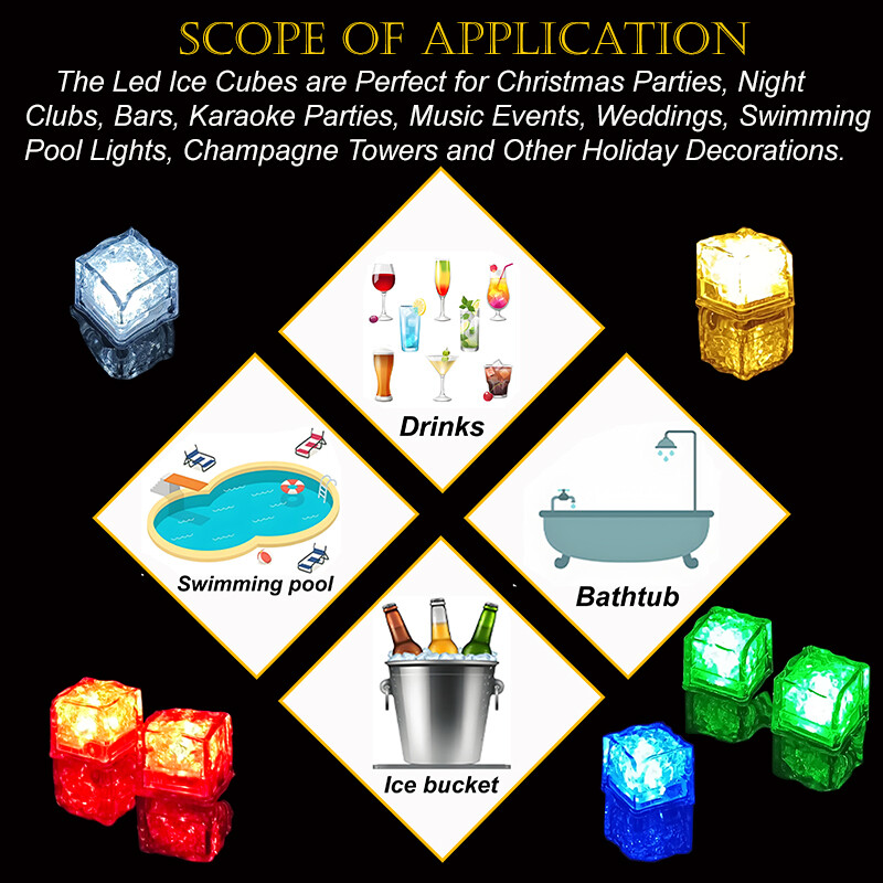 120 Pack Light Up Ice Cubes LED Drink Lights for Bar Club Wedding Party Décor