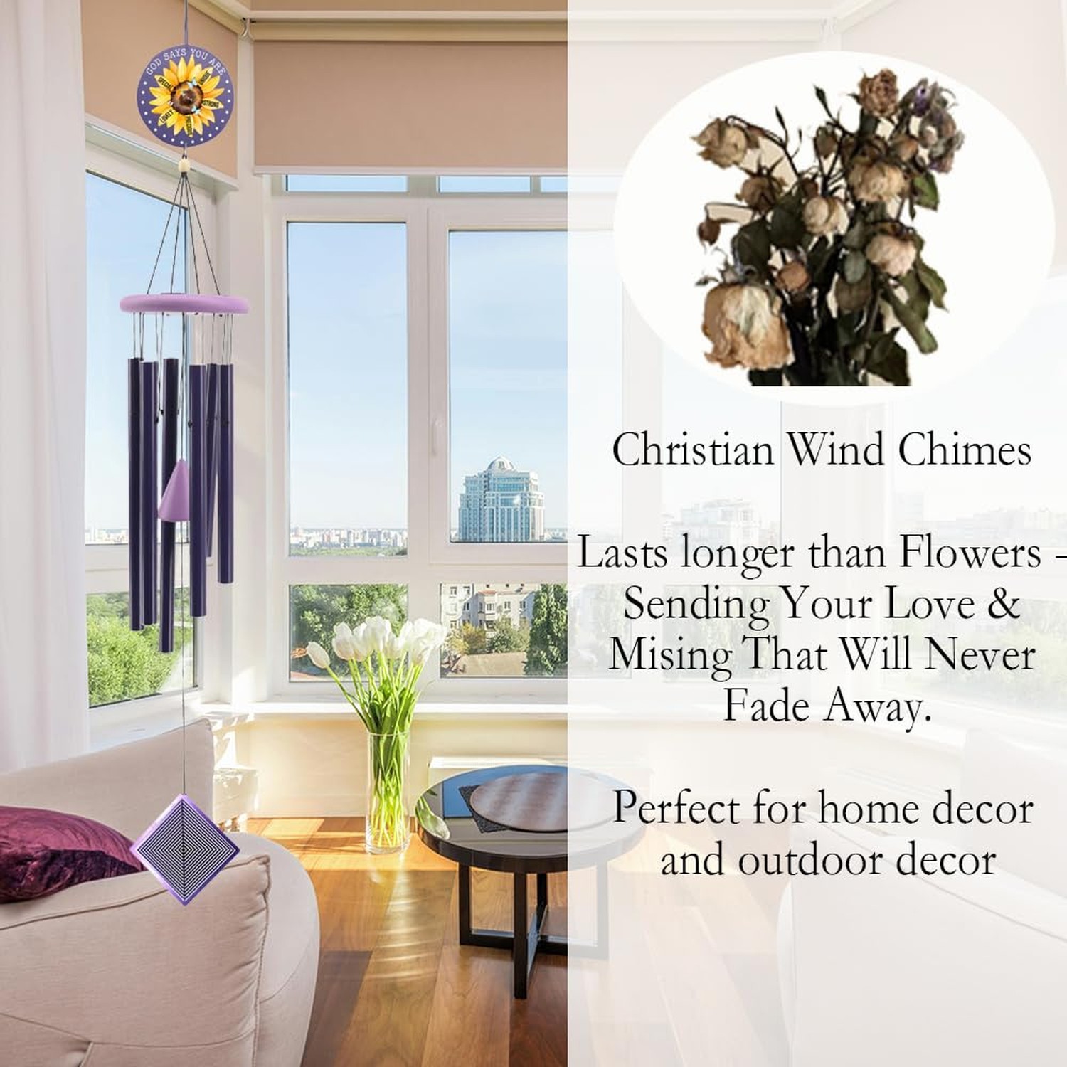 Christian Wind Chimes with Crosses for Women Faith, Purple Gifts for Women Mo…