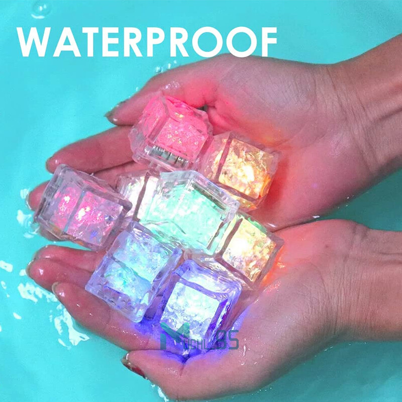 20x Waterproof Light Up Led Ice Cubes for Party Drinks Glowing Flashing Ice Cube