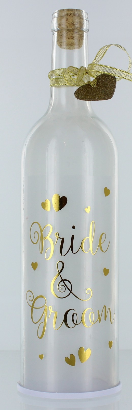 LED Light Up Firefly White & Gold Wedding Bottles Gift Choice of 3 Designs