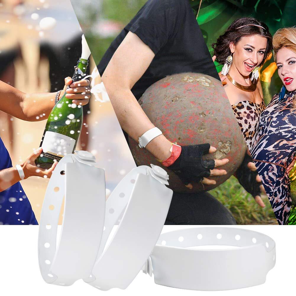 100 Pack White Plastic Wristbands for Events Concerts Pool Party Outdoor Sports
