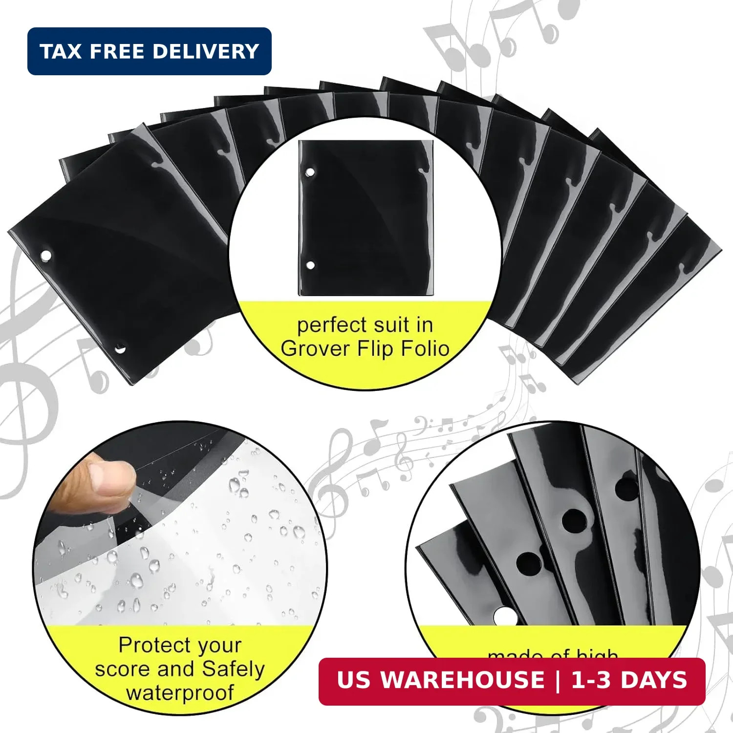 24 Pcs Marching Band Flip Folder for Lyre, Single/Double-Sided Waterproof