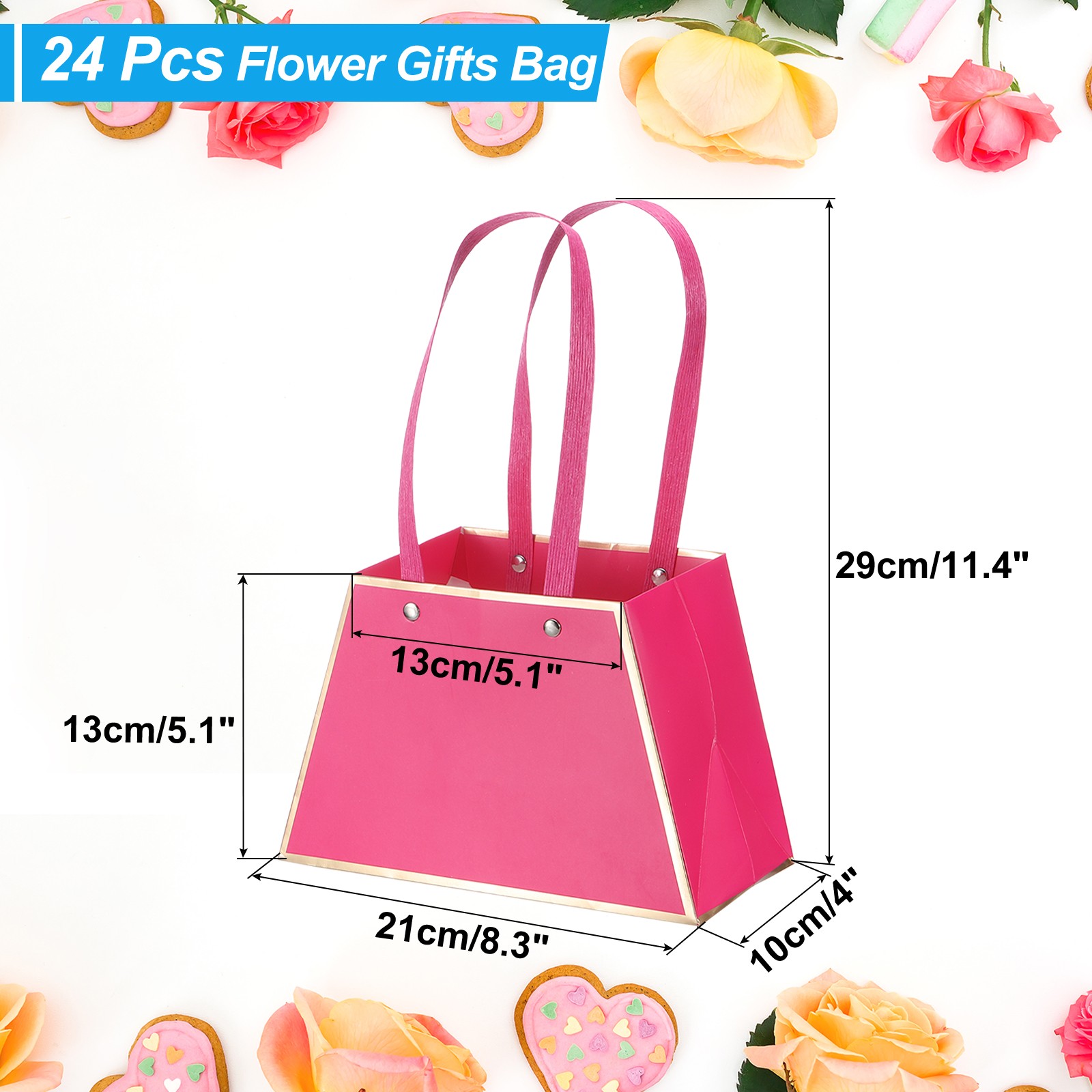 Paper Flower Gift Bags, 24 Pcs Paper Bouquet Flower Gift Bag, Light Pink