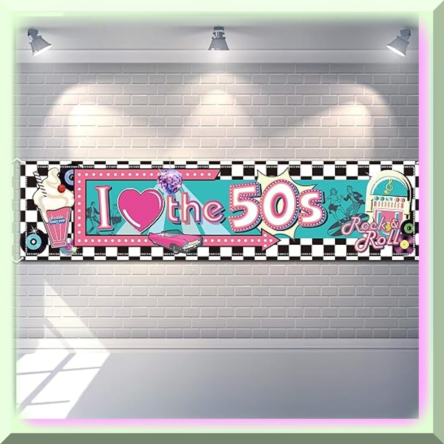 Retro 50s Party Banner Vintage Rock and Roll