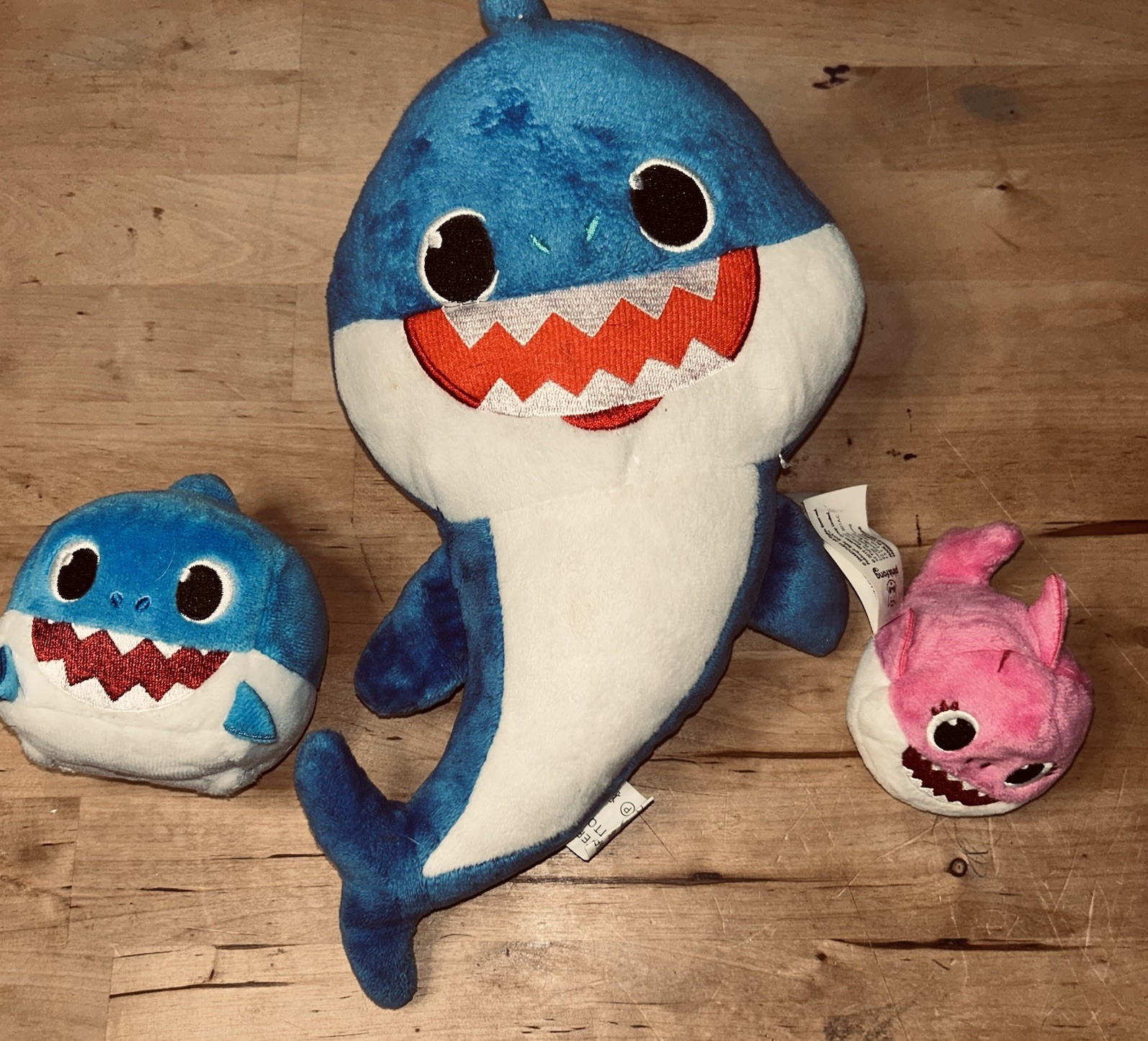 Pinkfong Baby Shark Plush Toy 3 pc Lot 2 Blue 1 Pink