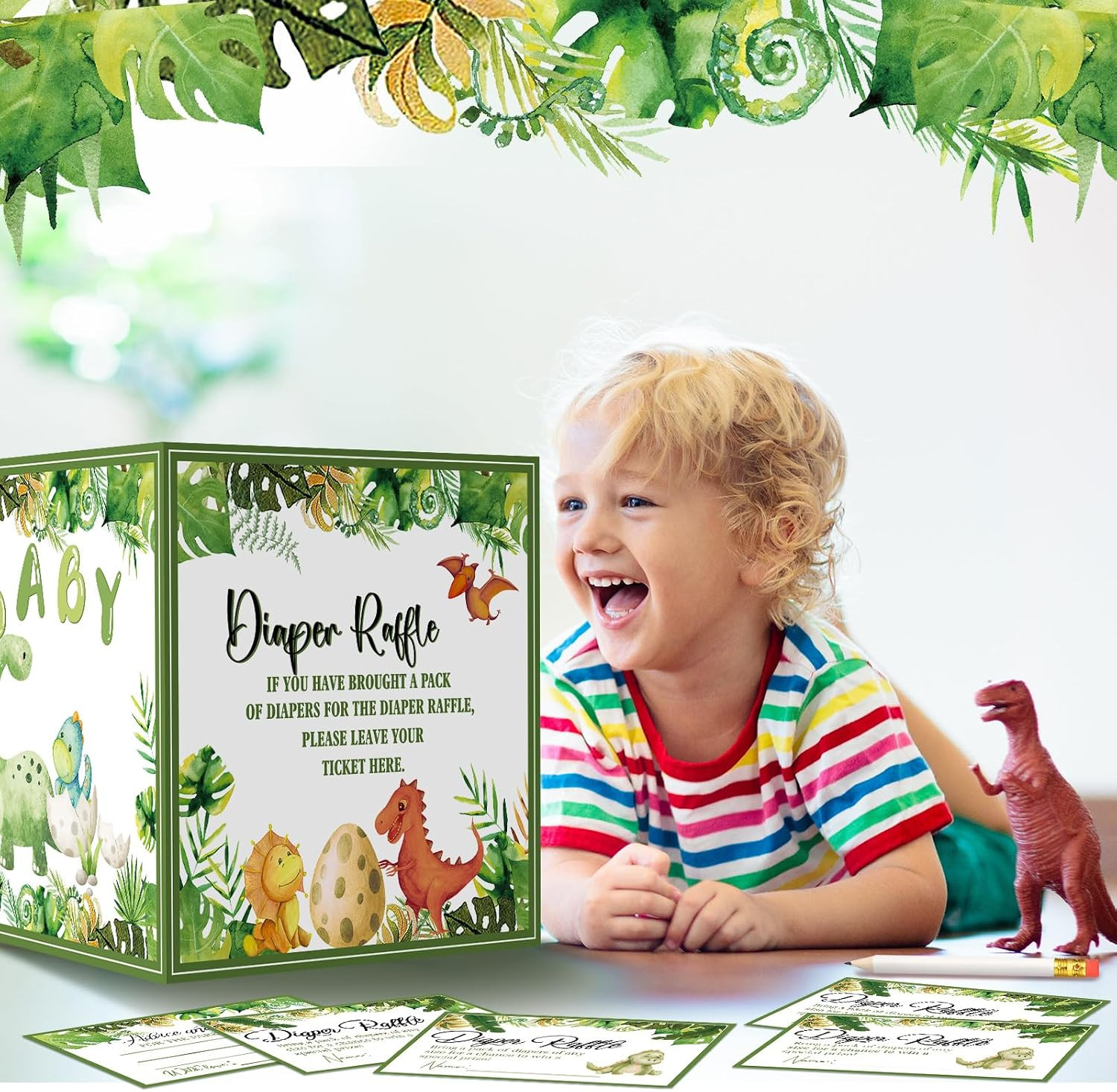 51 Pcs Diaper Raffle Box for Baby Shower Diaper Raffle Tickets with Box Cards Ba