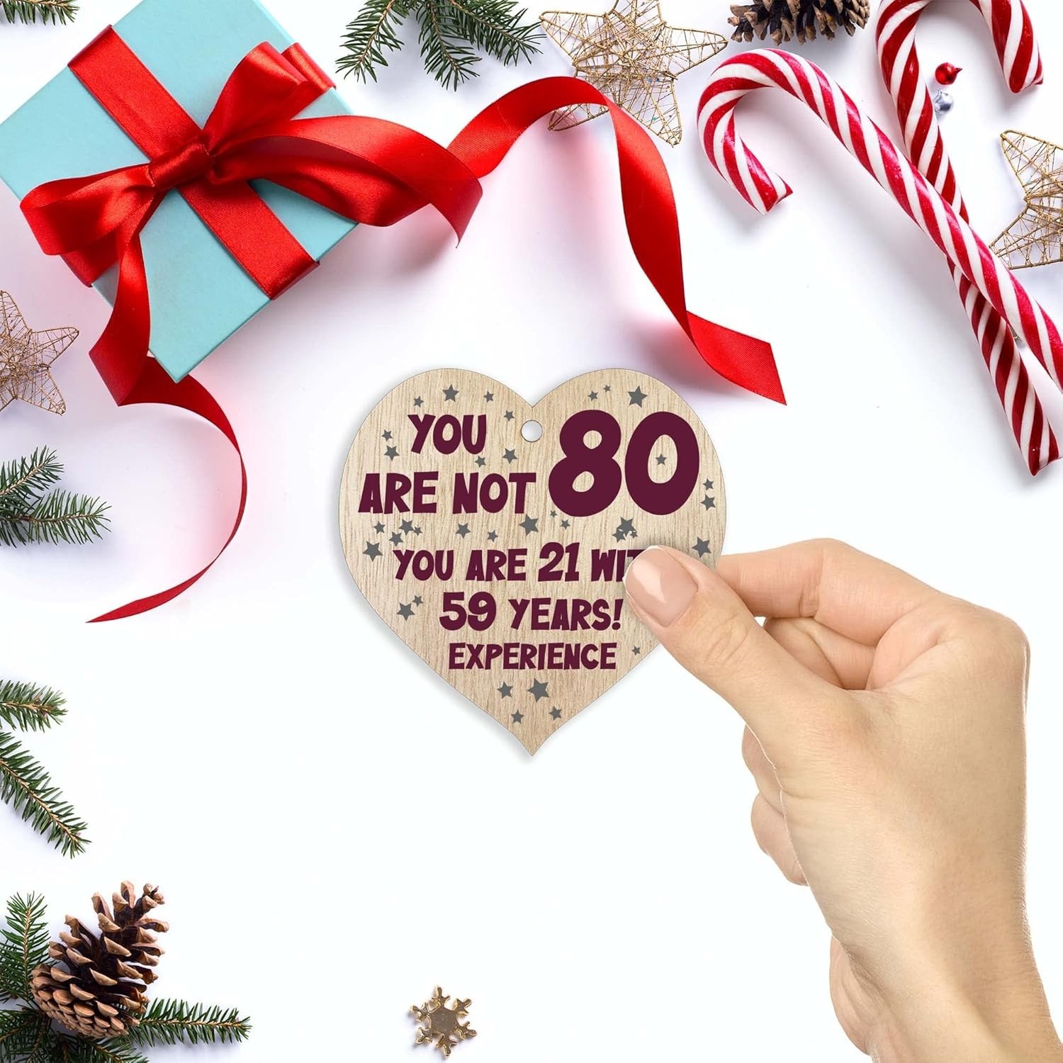 Unique Handmade 80th Birthday Gift – Light Wood Heart Plaque for Mum & Dad