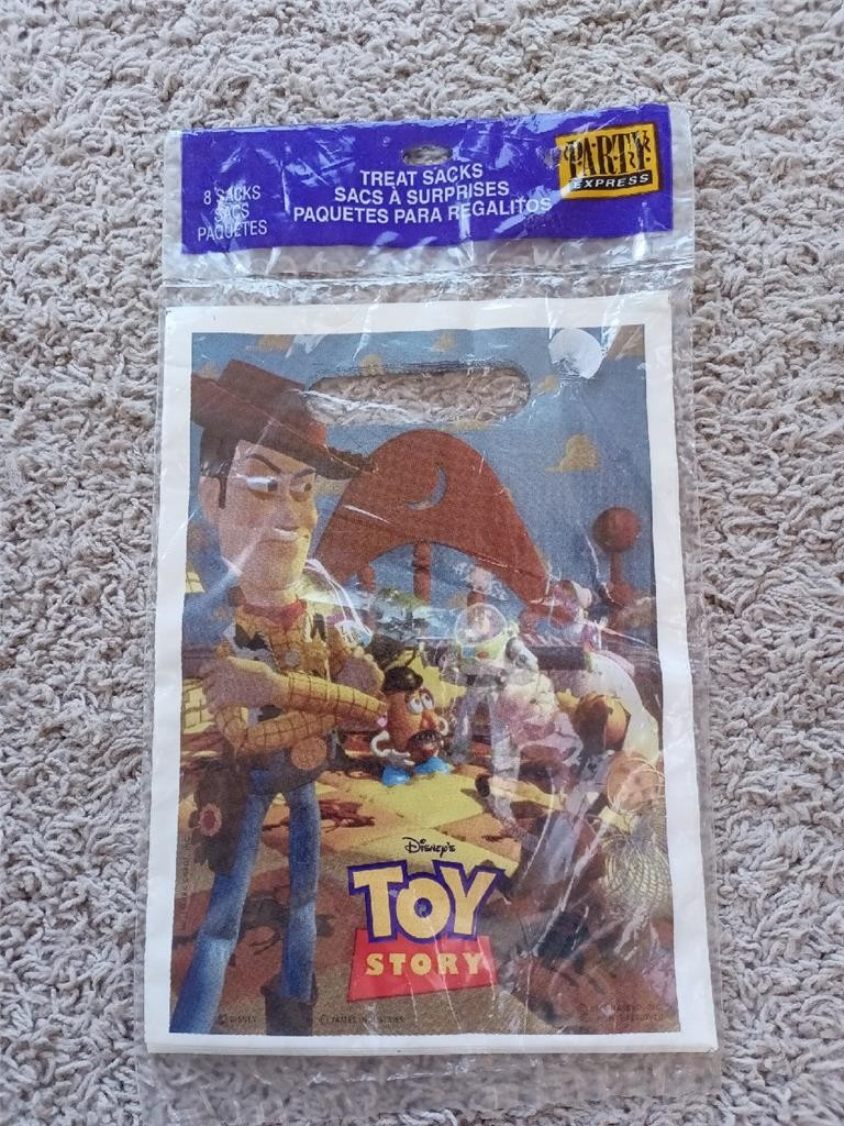 New Disney Toy Story 1995 Treat Sacks Bags 8 count NRFP Woody Rex Party Birthday